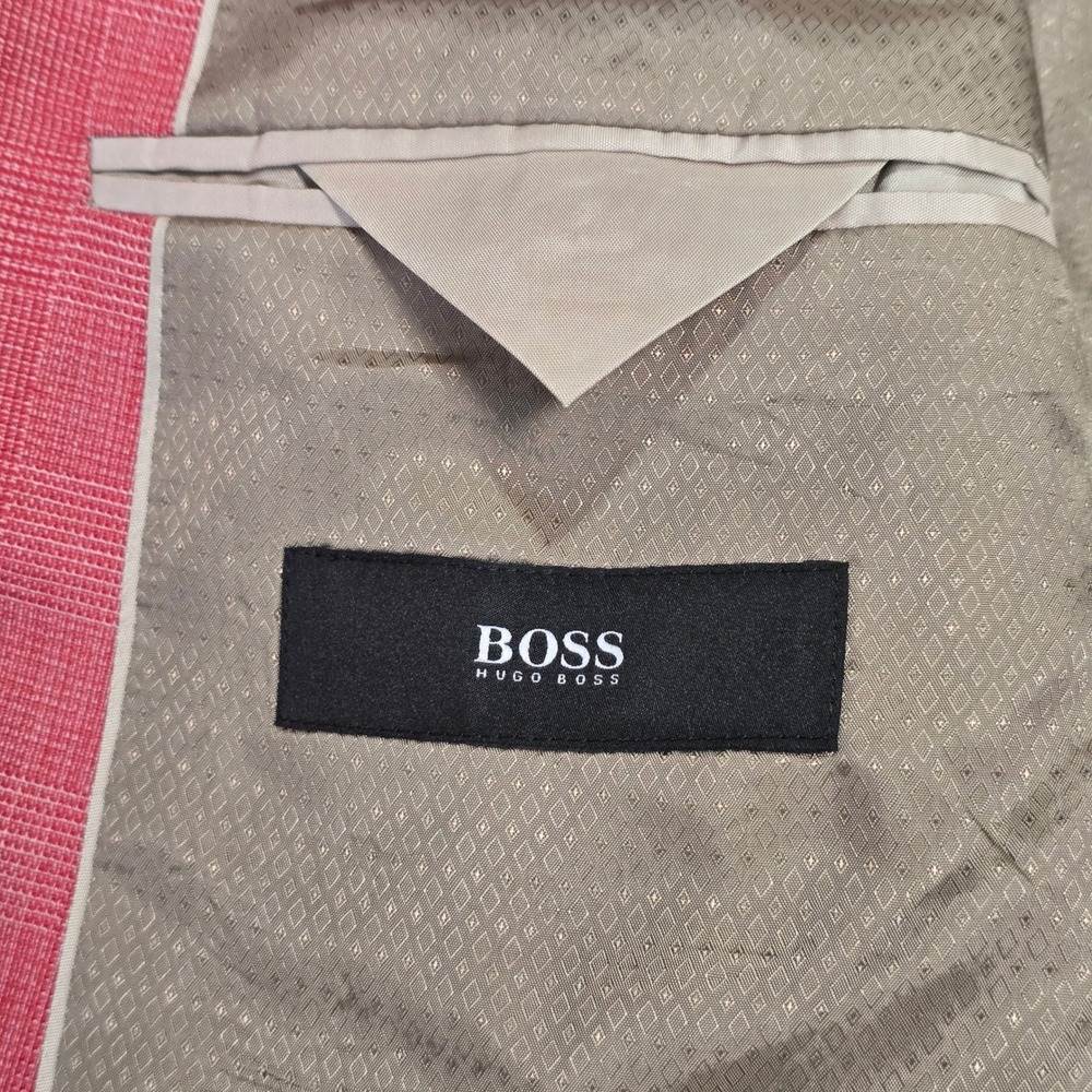 Hugo Boss Johnston3 Mens 40R Red Wool Linen Blazer Sport Coat Lanificio Tesse - Picture 2 of 8